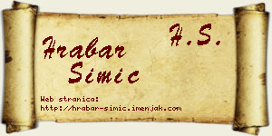 Hrabar Simić vizit kartica